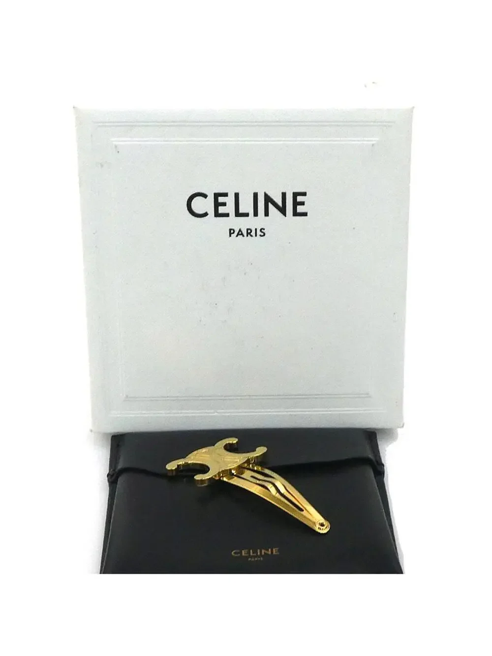 Auth Celine Triomphe Hair Clip Hairpin #308750C22B